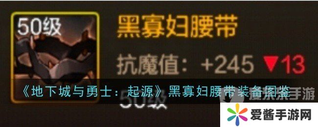 地下城与勇士起源黑寡妇腰带怎么样 黑寡妇腰带介绍